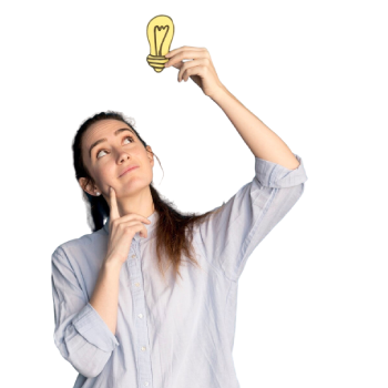 Una persona tiene su idea para su negocio